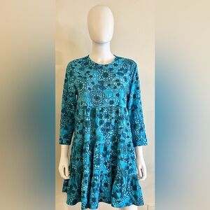 Zara Size M Vibrant Blue Floral Dress